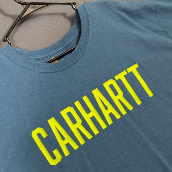 Carhartt T-Shirt Men's 2XL Blue Original Fit Spellout Logo Tee Long Sleeve - Picture 1 of 10